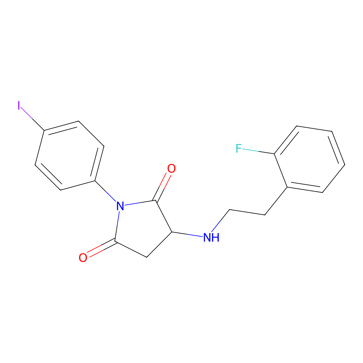 3-{[2-(2-Fluorophenyl)ethyl]amino}-1-(4-iodophenyl)-2,5-pyrrolidinedione molecular structure, CAS 360056-39-9