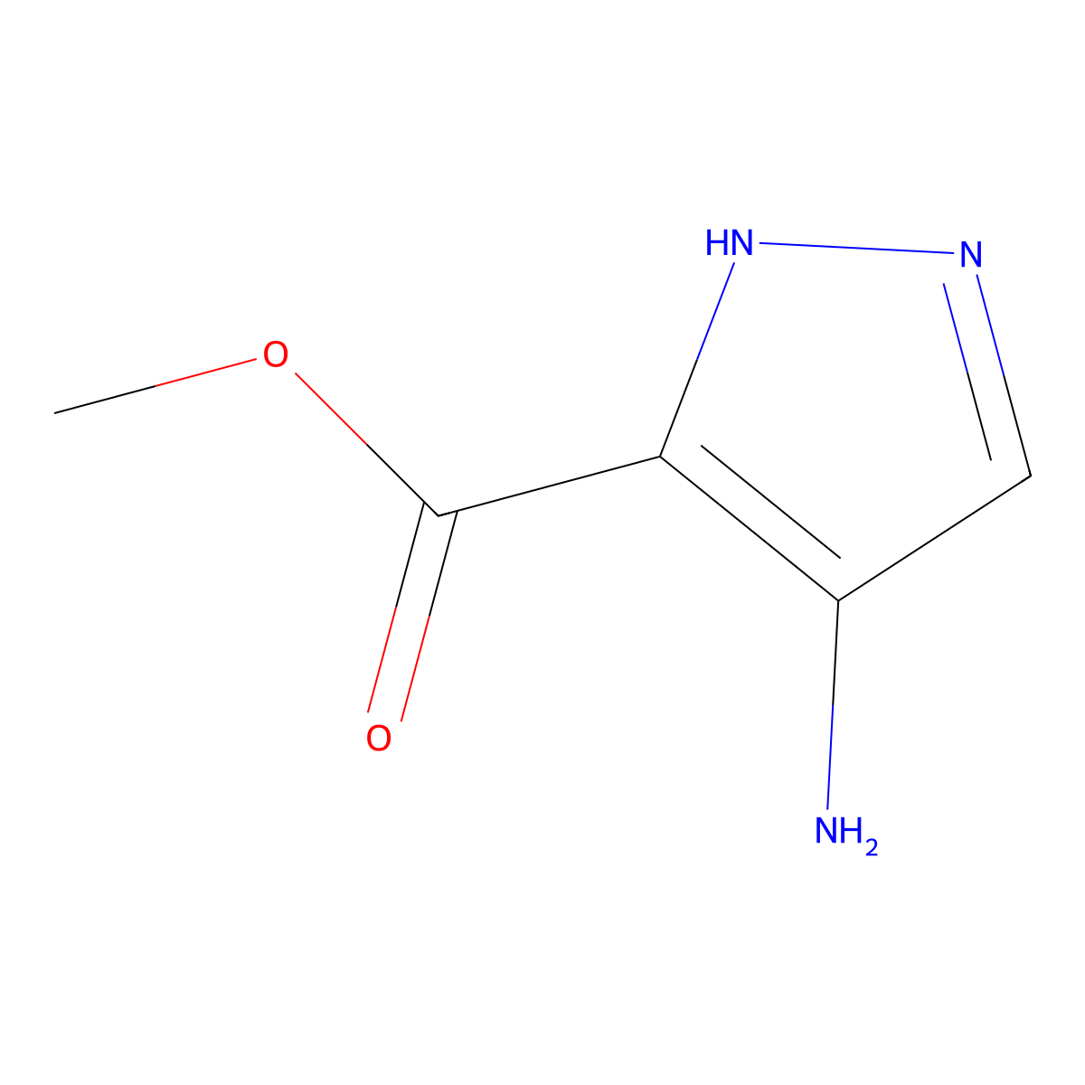Methyl 4-amino-1H-pyrazole-5-carboxylate molecular structure, CAS 360056-45-7
