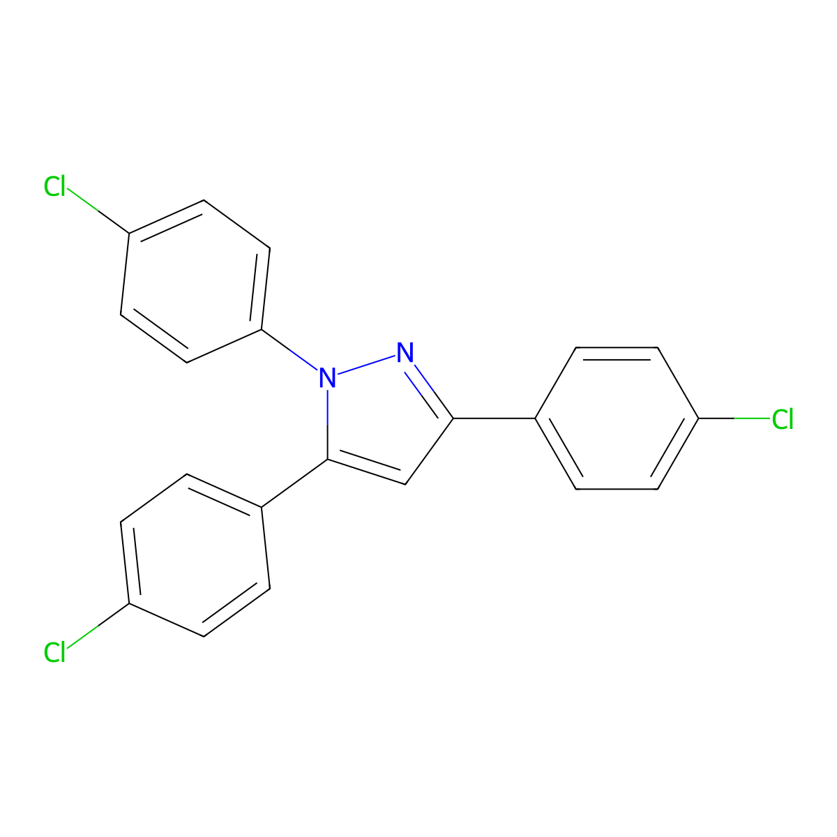 1,3,5-Tris(4-chlorophenyl)-1H-pyrazole molecular structure, CAS 360056-46-8
