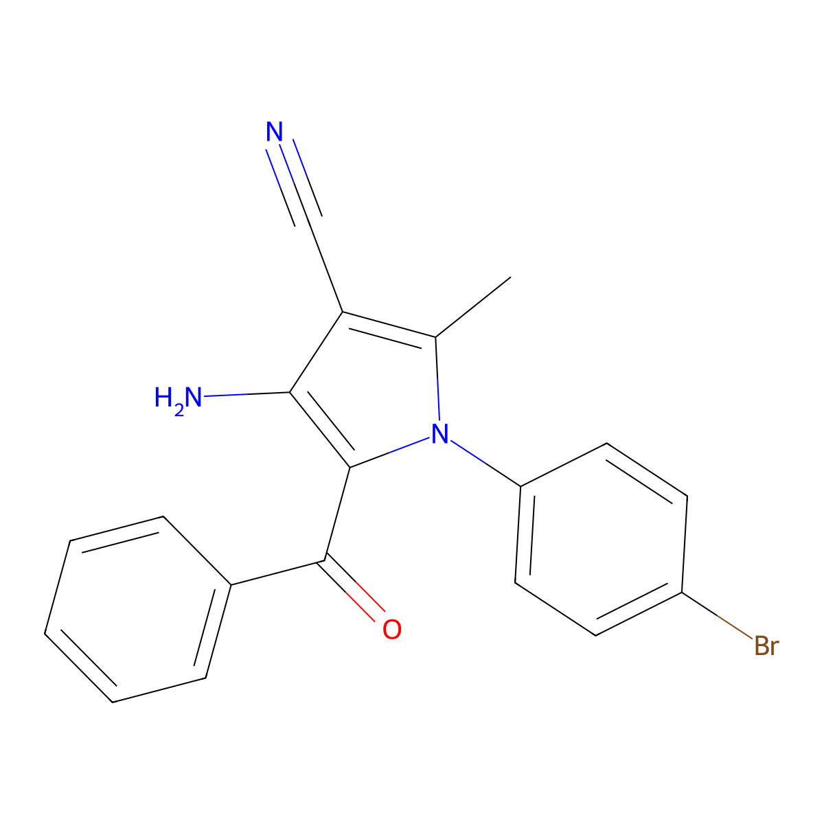 4-Amino-5-benzoyl-1-(4-bromophenyl)-2-methylpyrrole-3-carbonitrile molecular structure, CAS 360062-21-1