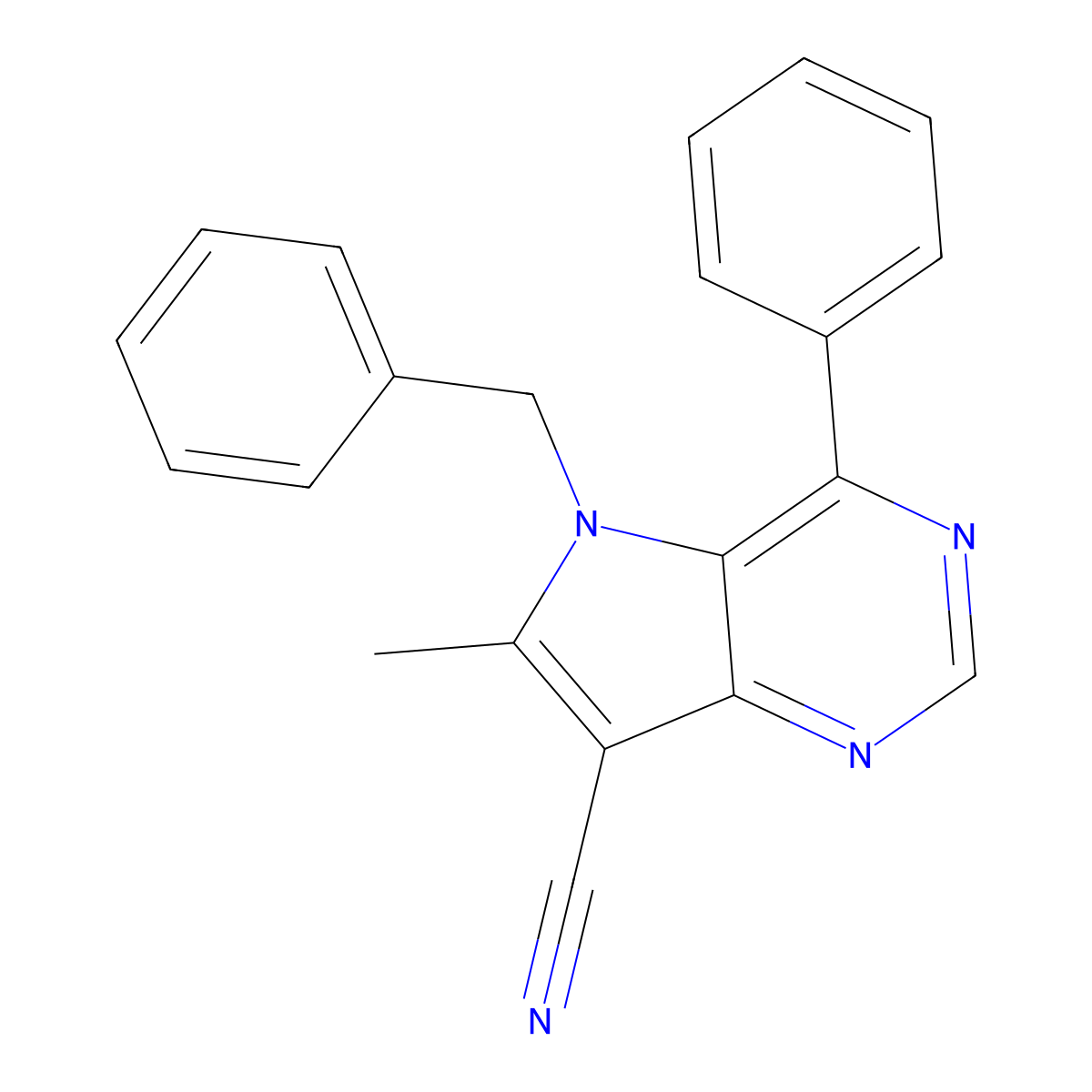 5-Benzyl-6-methyl-4-phenylpyrrolo[3,2-d]pyrimidine-7-carbonitrile molecular structure, CAS 360062-32-4
