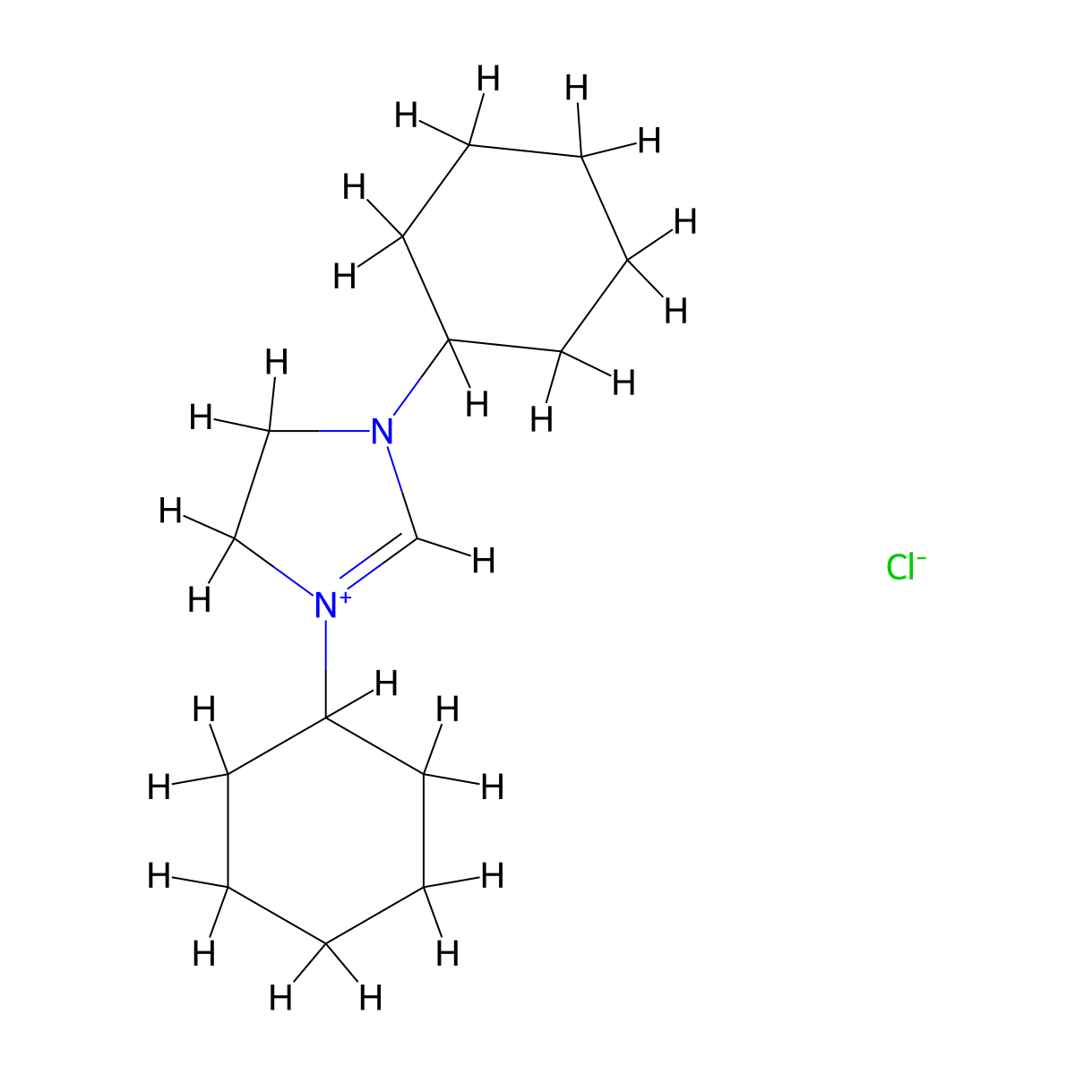 1,3-Dicyclohexyl-4,5-dihydro-1H-imidazol-3-ium chloride molecular structure, CAS 360067-61-4