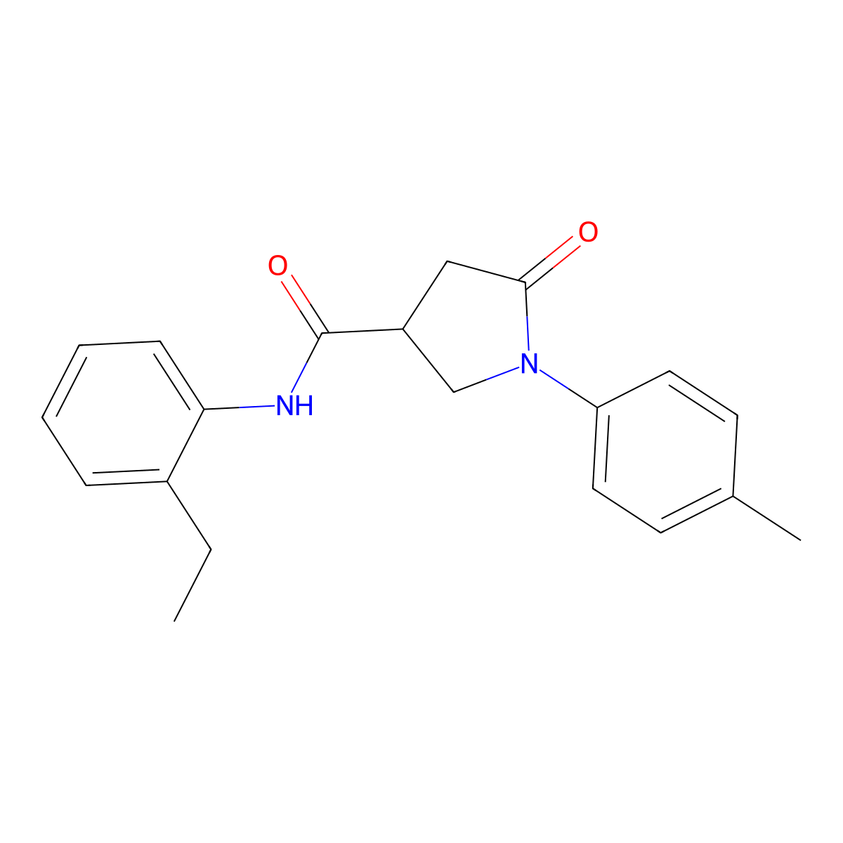 N-(2-ethylphenyl)-1-(4-methylphenyl)-5-oxopyrrolidine-3-carboxamide molecular structure, CAS 360070-15-1