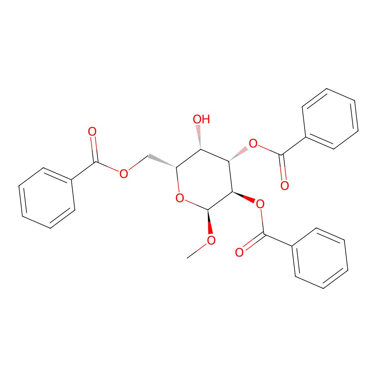 Methyl 2,3,6-Tri-O-benzoyl-alpha-D-galactopyranoside molecular structure, CAS 3601-36-3