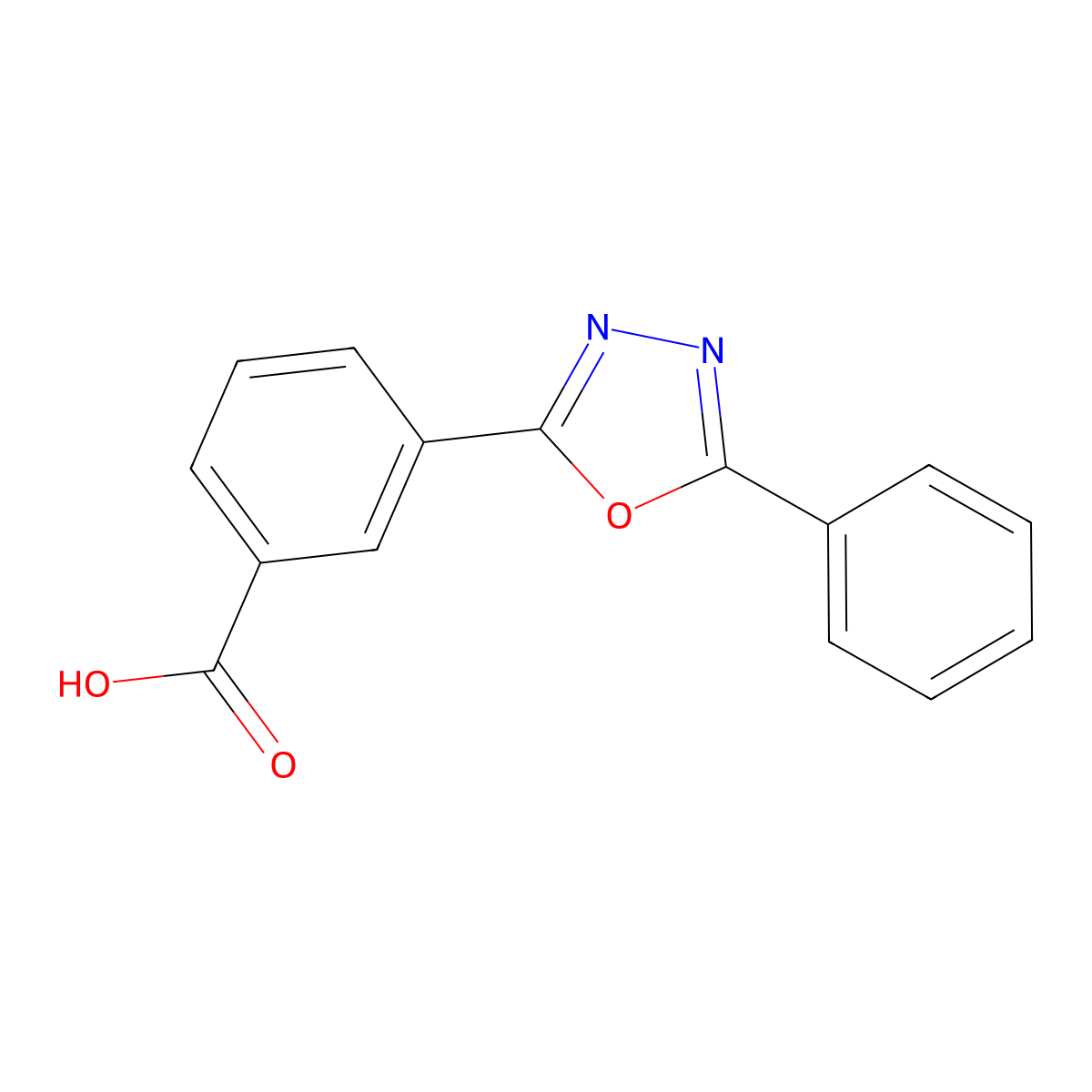 3-(5-Phenyl-1,3,4-oxadiazol-2-YL)benzoic acid molecular structure, CAS 3601-62-5