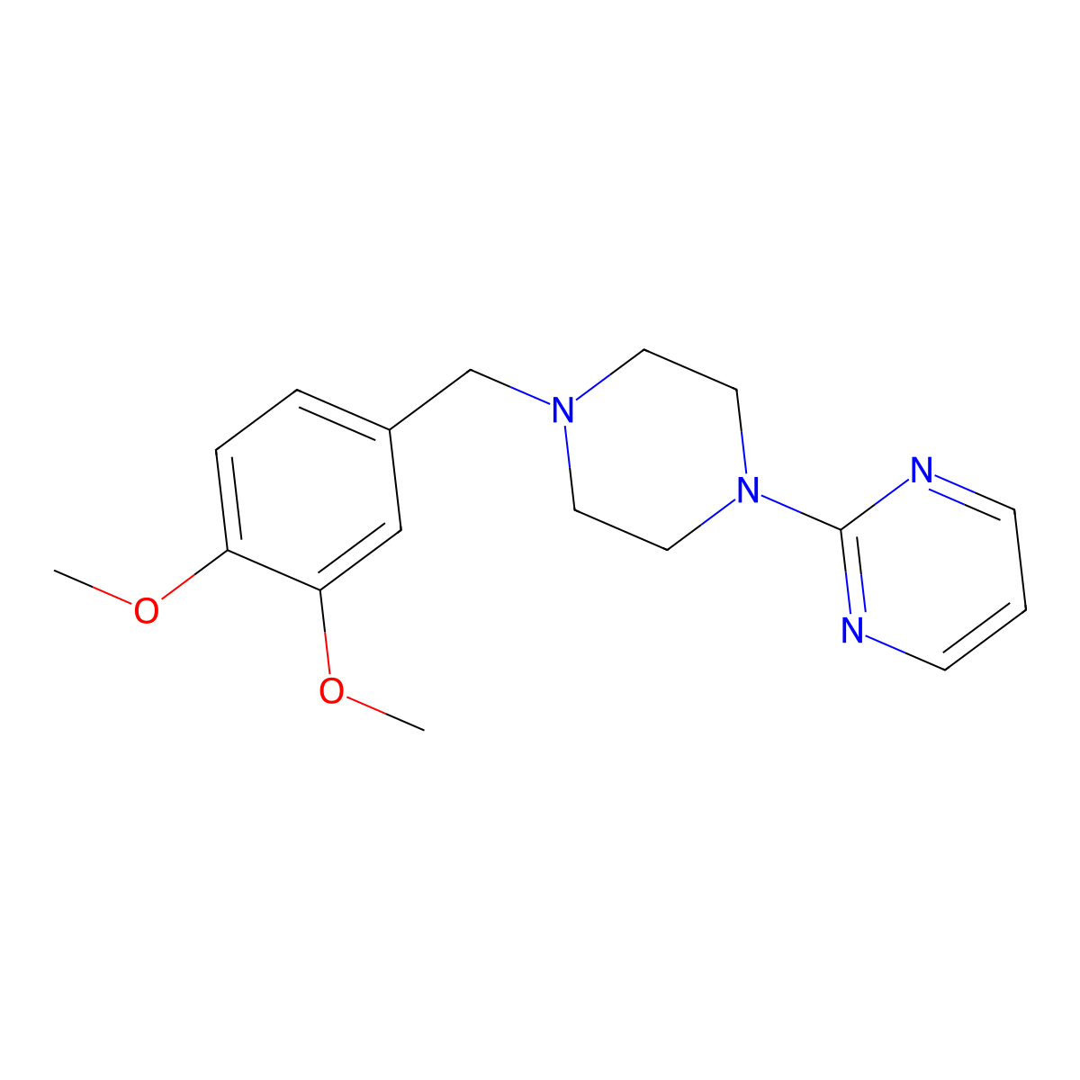 2-(4-Veratryl-1-piperazinyl)pyrimidine molecular structure, CAS 3601-85-2