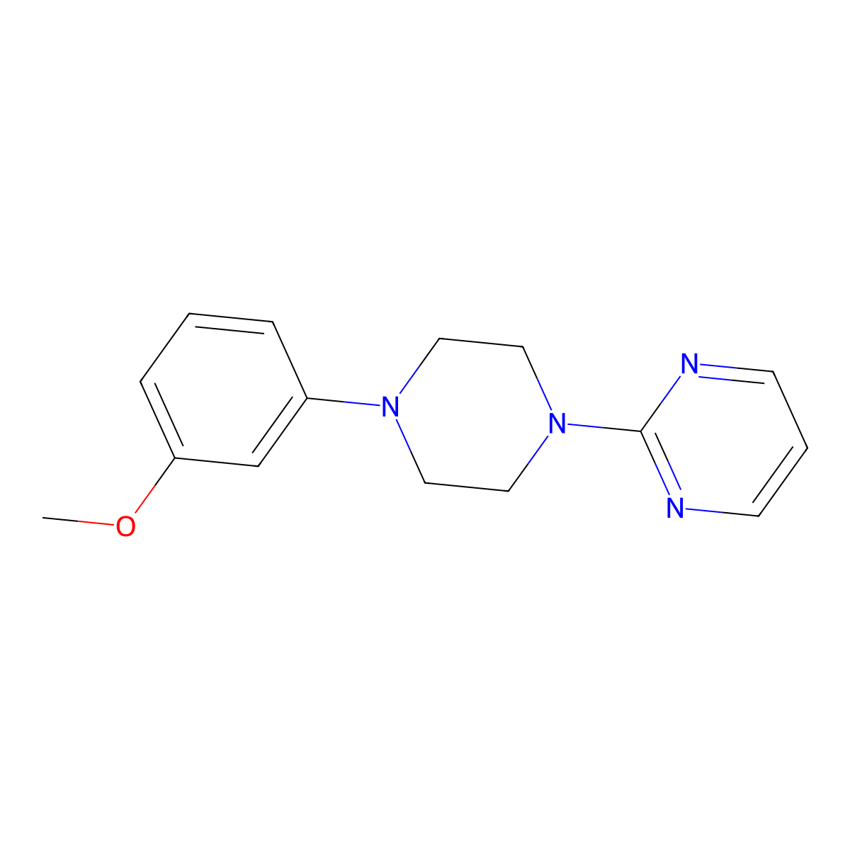 Pyrimidine, 2-(4-(m-methoxyphenyl)-1-piperazinyl)- molecular structure, CAS 3601-87-4