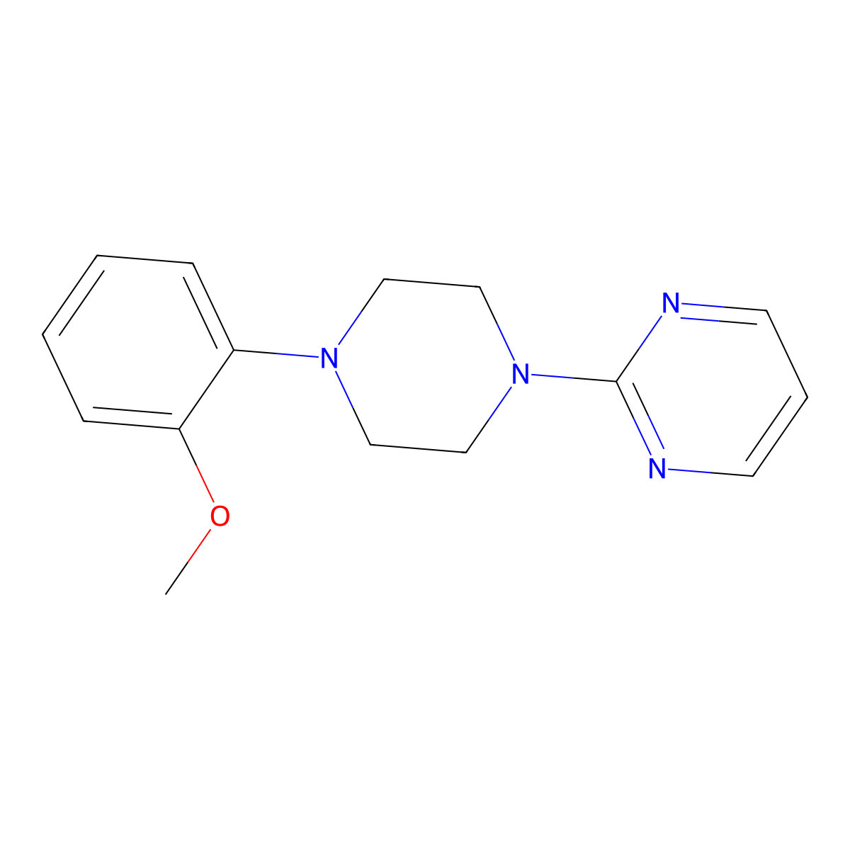 Pyrimidine, 2-(4-(o-methoxyphenyl)-1-piperazinyl)- molecular structure, CAS 3601-88-5