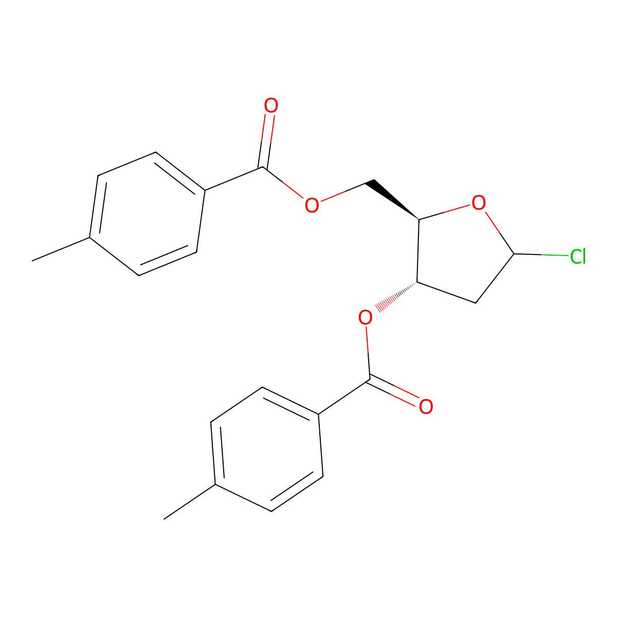 1-Chloro-3,5-di-O-toluoyl-2-deoxy-D-ribofuranose molecular structure, CAS 3601-89-6