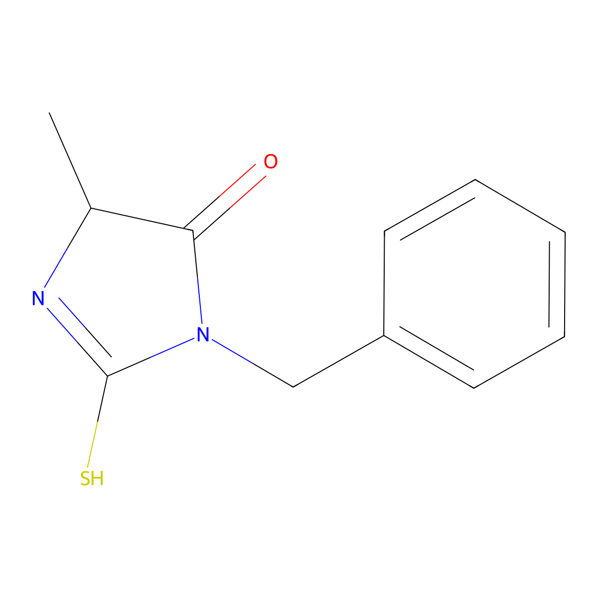 1-benzyl-4-methyl-2-sulfanyl-4,5-dihydro-1H-imidazol-5-one molecular structure, CAS 36017-41-1