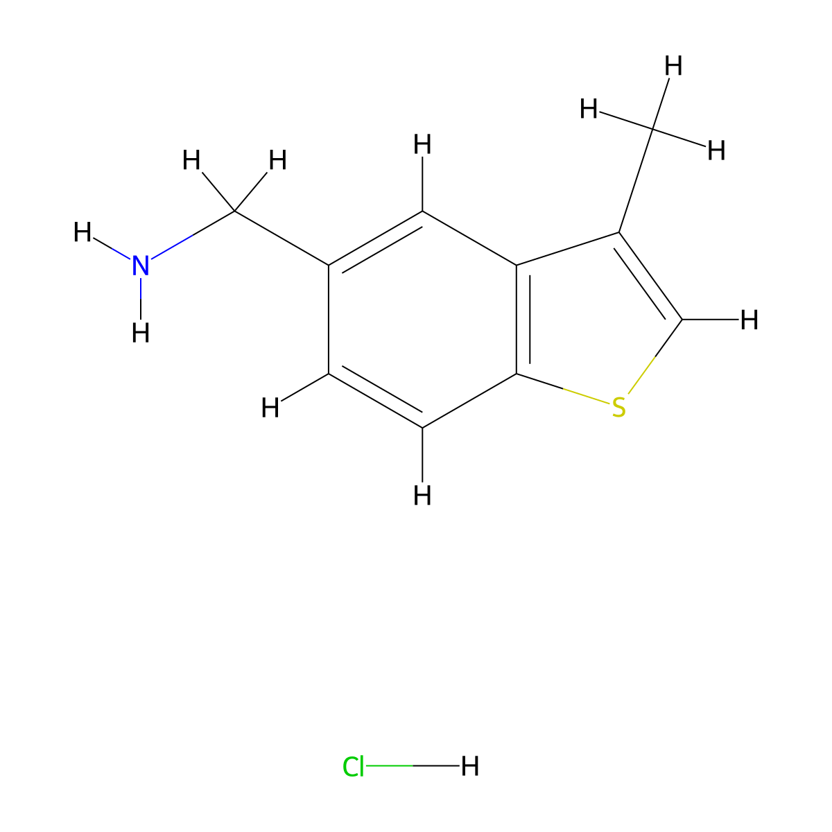 1-(3-Methyl-1-benzothiophen-5-yl)methanamine hydrochloride molecular structure, CAS 36035-10-6