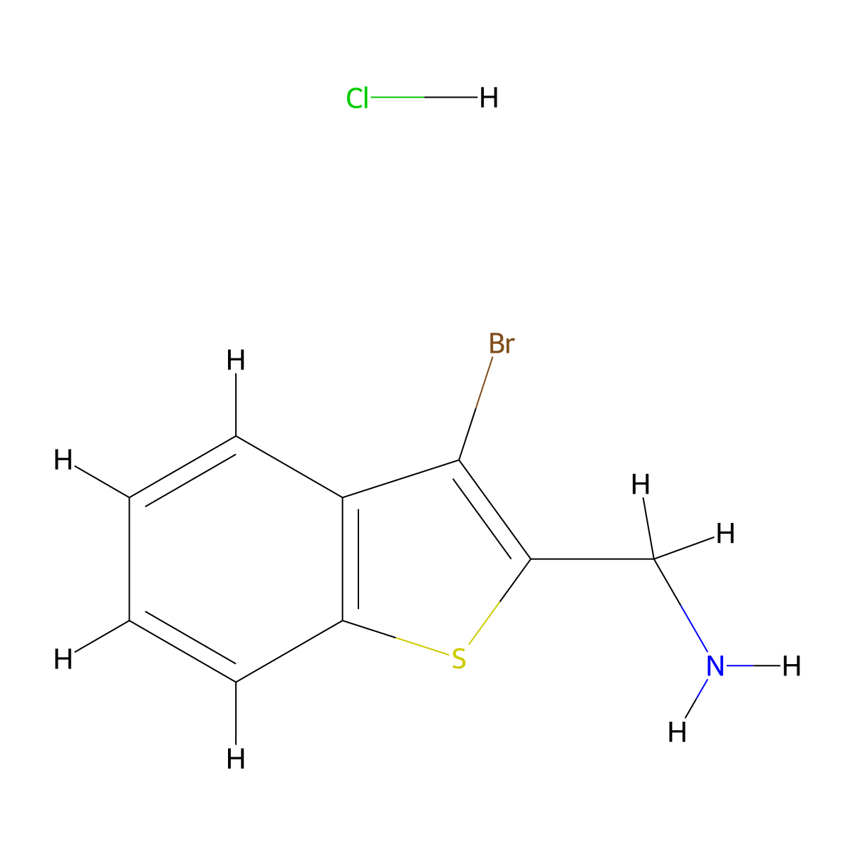 (3-Bromo-1-benzothiophen-2-yl)methanamine hydrochloride molecular structure, CAS 36035-31-1