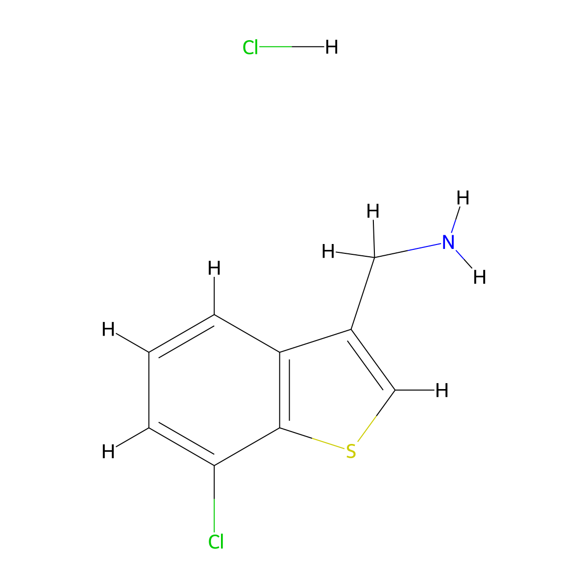 (7-Chloro-1-benzothiophen-3-yl)methanamine hydrochloride molecular structure, CAS 36035-32-2