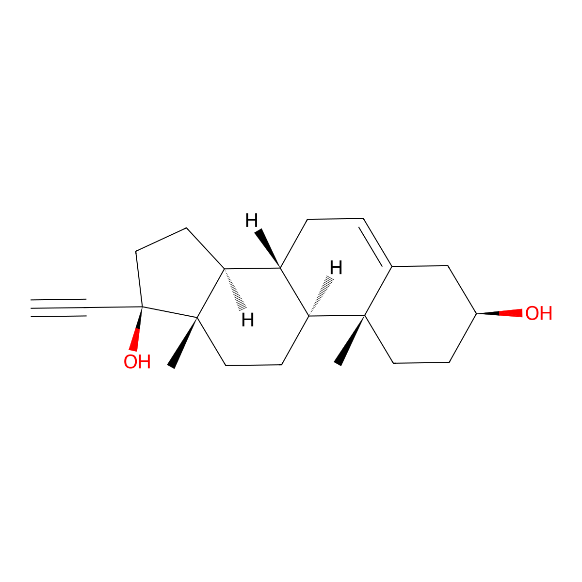 17-alpha-Pregn-5-en-20-yne-3-beta,17-beta-diol molecular structure, CAS 3604-60-2