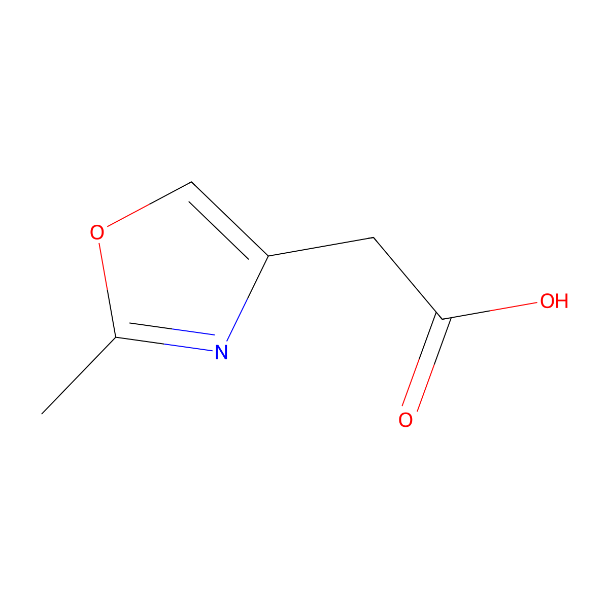 2-(2-Methyl-1,3-oxazol-4-yl)acetic acid molecular structure, CAS 36042-28-1