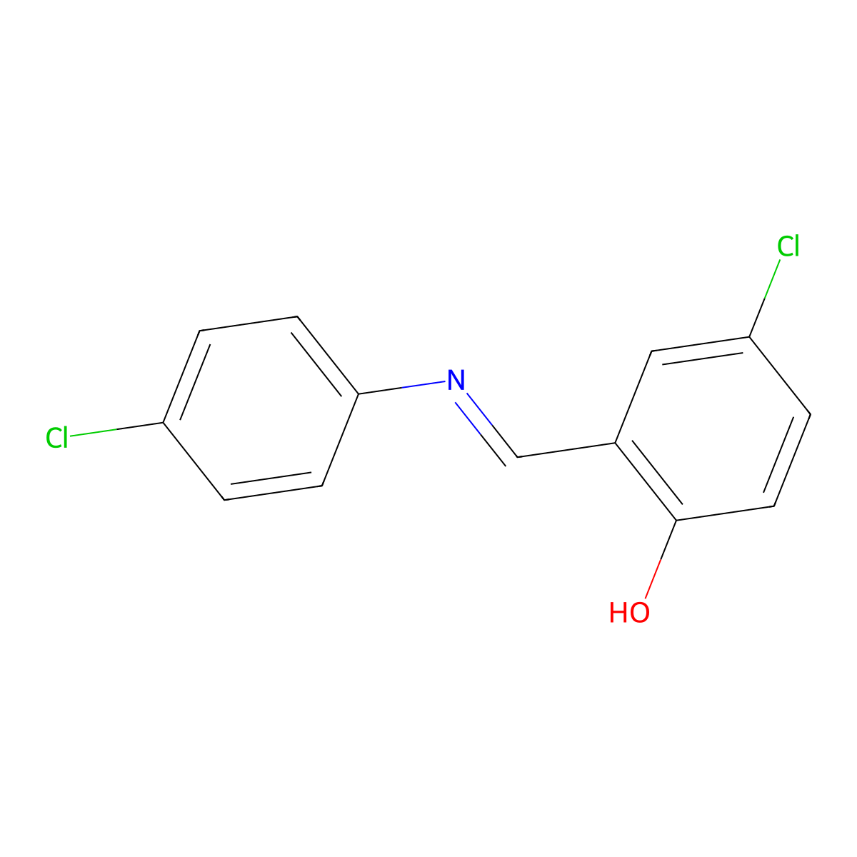 4-chloro-2-{(E)-[(4-chlorophenyl)imino]methyl}phenol molecular structure, CAS 36043-75-1