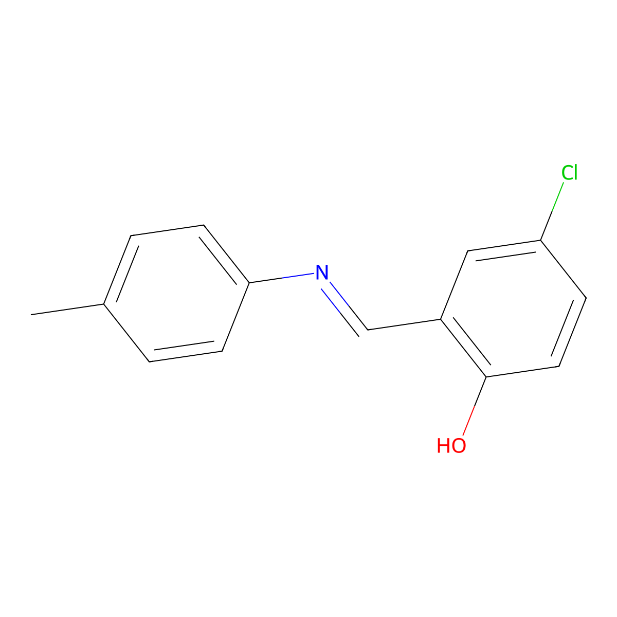 Phenol, 4-chloro-2-[[(4-methylphenyl)imino]methyl]- molecular structure, CAS 36043-76-2