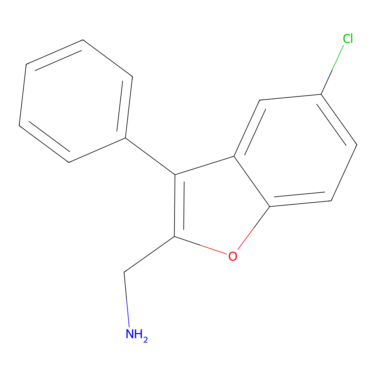 (5-Chloro-3-phenyl-1-benzofuran-2-yl)methanamine molecular structure, CAS 36050-21-2