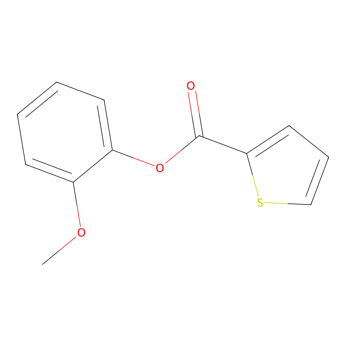 2-Thiophenecarboxylic acid, 2-methoxyphenyl ester molecular structure, CAS 36050-27-8