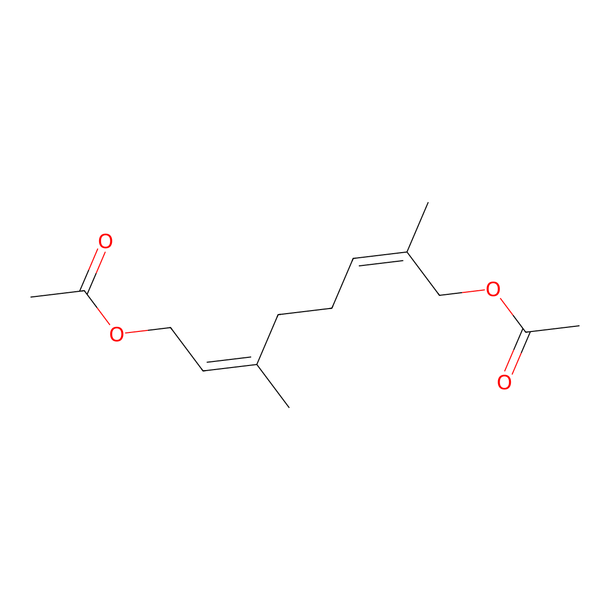 2,6-Octadiene-1,8-diol, 2,6-dimethyl-, 1,8-diacetate molecular structure, CAS 36052-53-6