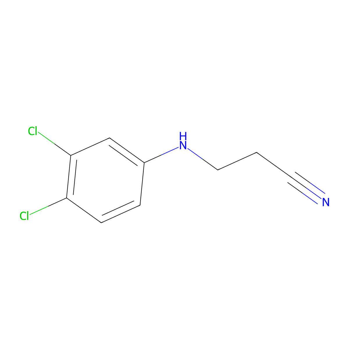 3-[(3,4-Dichlorophenyl)amino]propanenitrile molecular structure, CAS 36053-75-5