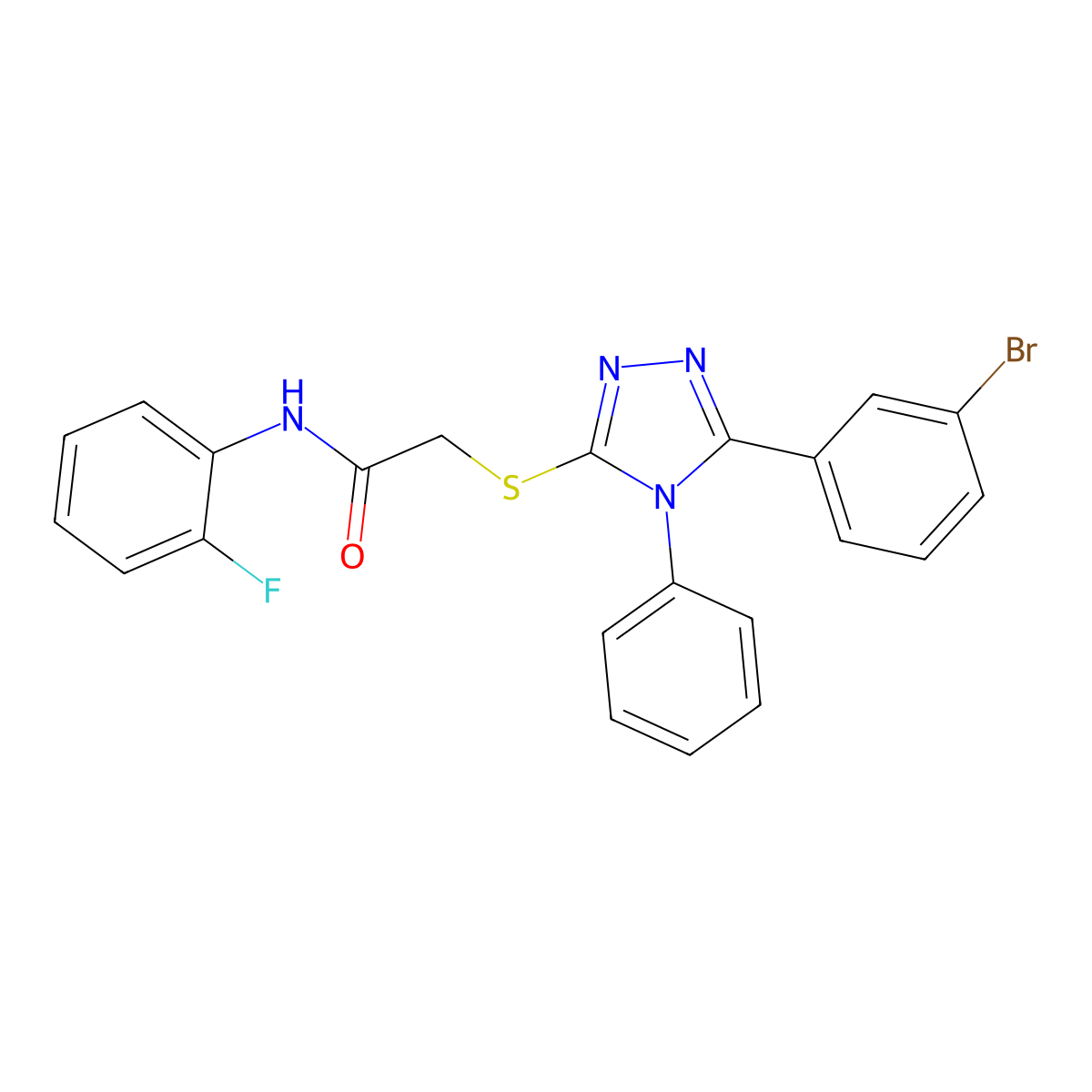 2-{[5-(3-bromophenyl)-4-phenyl-4H-1,2,4-triazol-3-yl]sulfanyl}-N-(2-fluorophenyl)acetamide molecular structure, CAS 360572-05-0