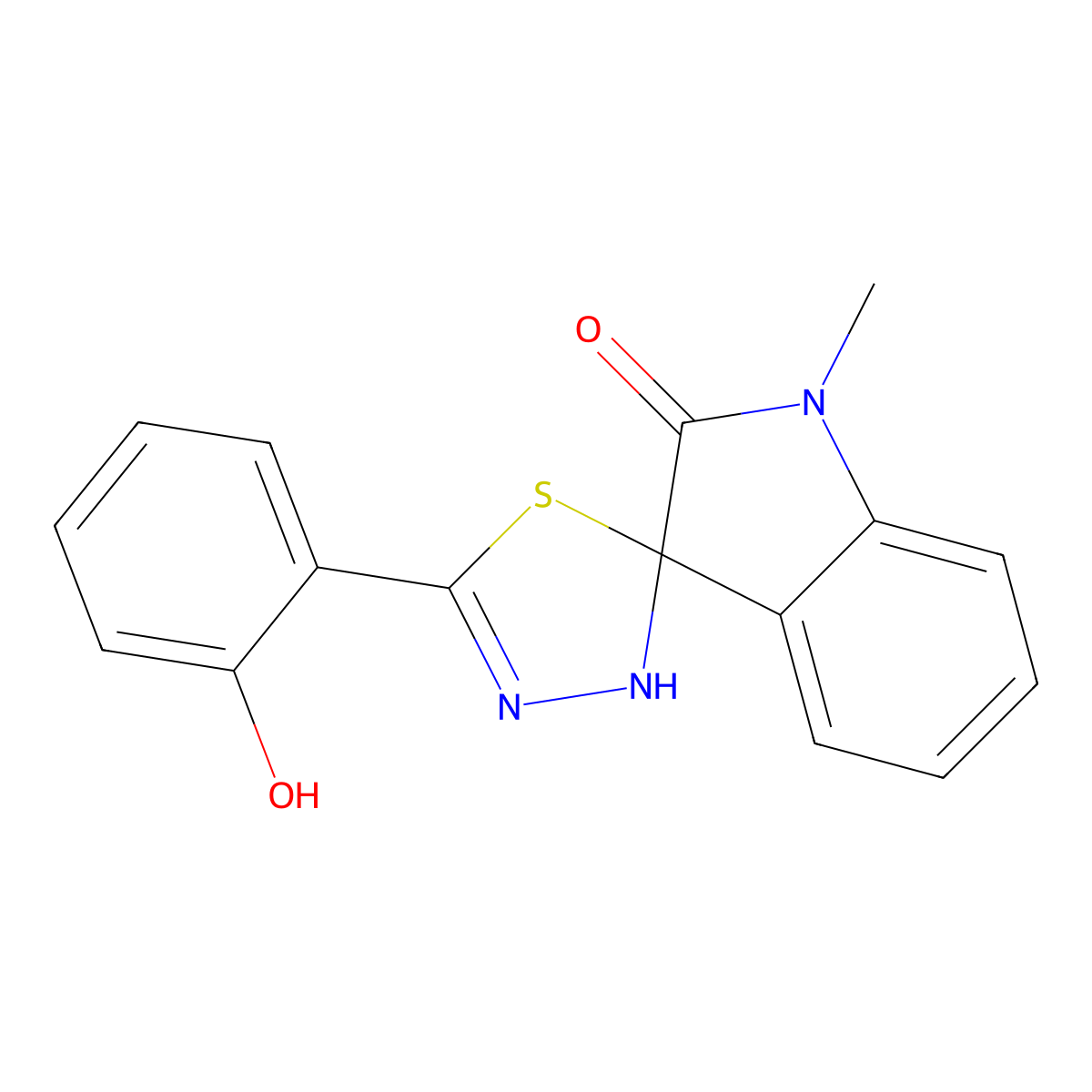 5'-(2-Hydroxyphenyl)-1-methyl-3'H-spiro[indoline-3,2'-[1,3,4]thiadiazol]-2-one molecular structure, CAS 360572-26-5