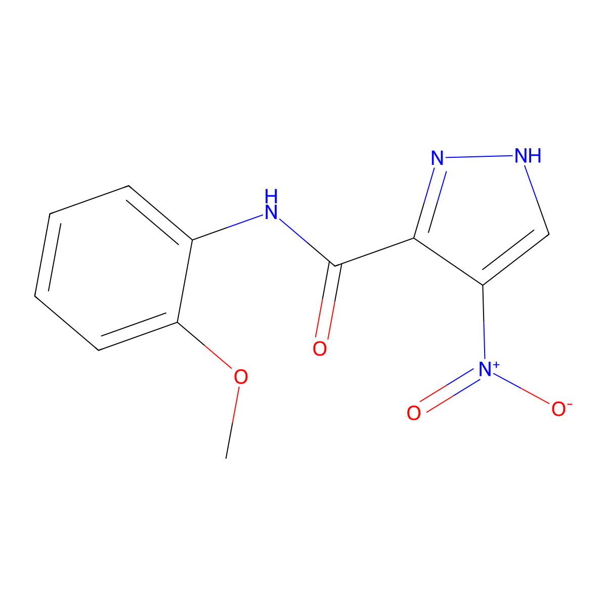 N-(2-methoxyphenyl)-4-nitro-1H-pyrazole-5-carboxamide molecular structure, CAS 360573-15-5