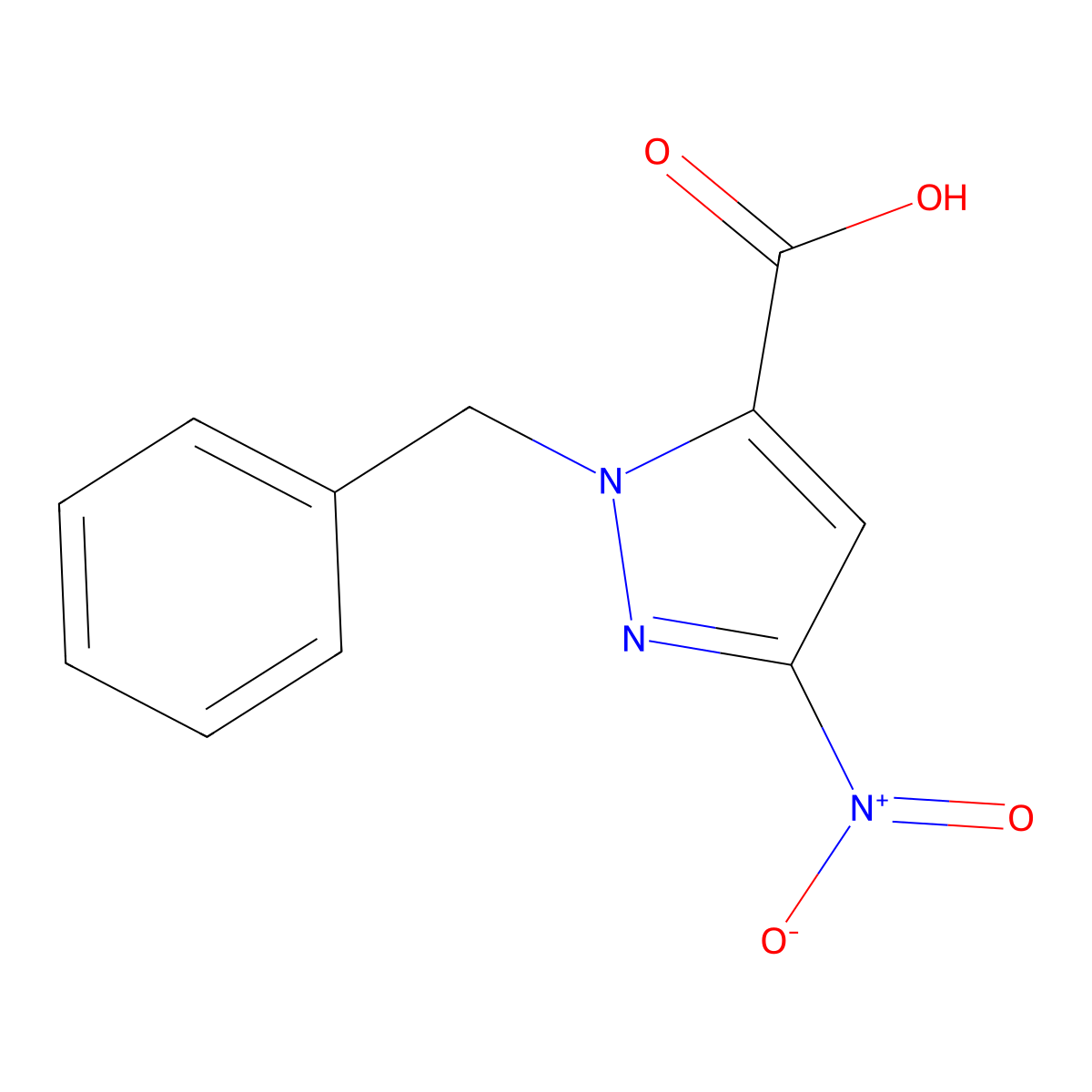 1-Benzyl-3-nitro-1H-pyrazole-5-carboxylic acid molecular structure, CAS 360573-27-9