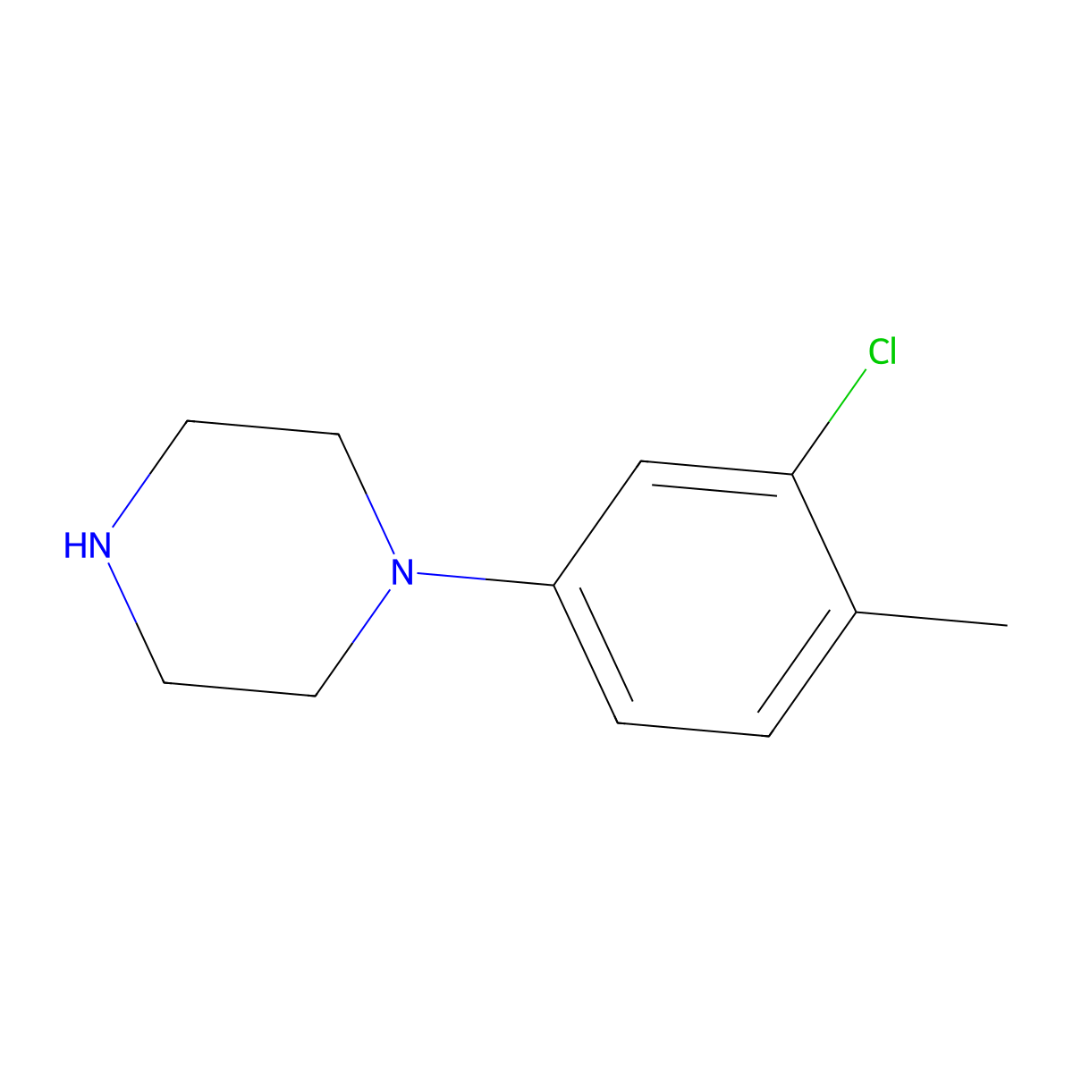1-(3-Chloro-4-methylphenyl)piperazine molecular structure, CAS 3606-03-9