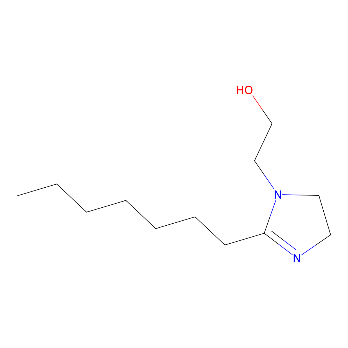 Caprylyl hydroxyethyl imidazoline molecular structure, CAS 36060-61-4