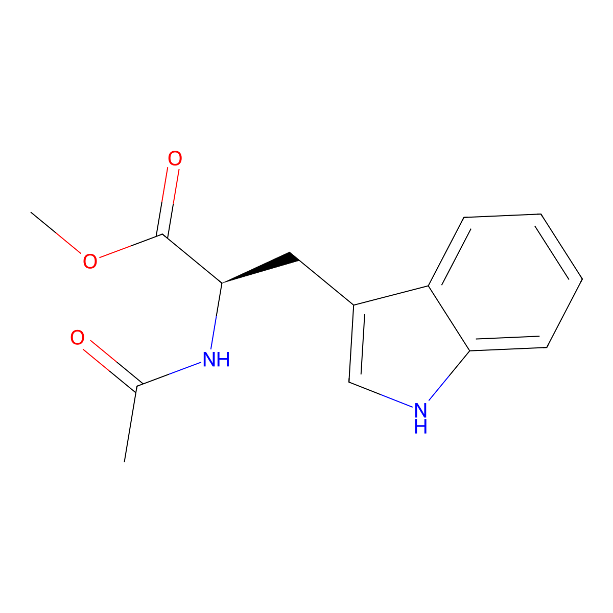 methyl (2R)-2-acetamido-3-(1H-indol-3-yl)propanoate molecular structure, CAS 36060-94-3