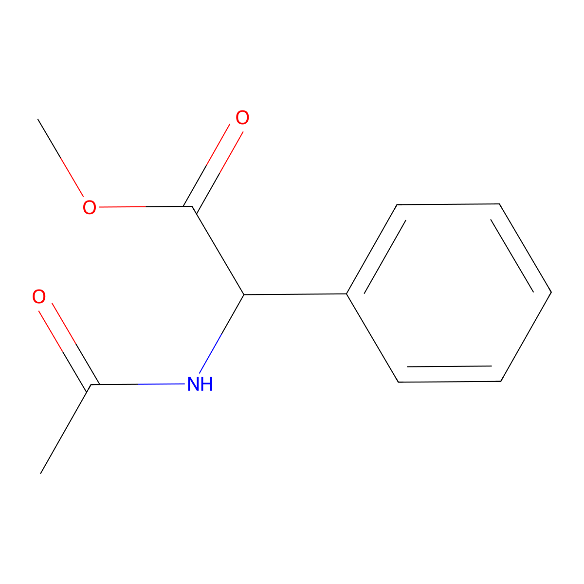 Methyl 2-acetamido-2-phenylacetate molecular structure, CAS 36061-00-4