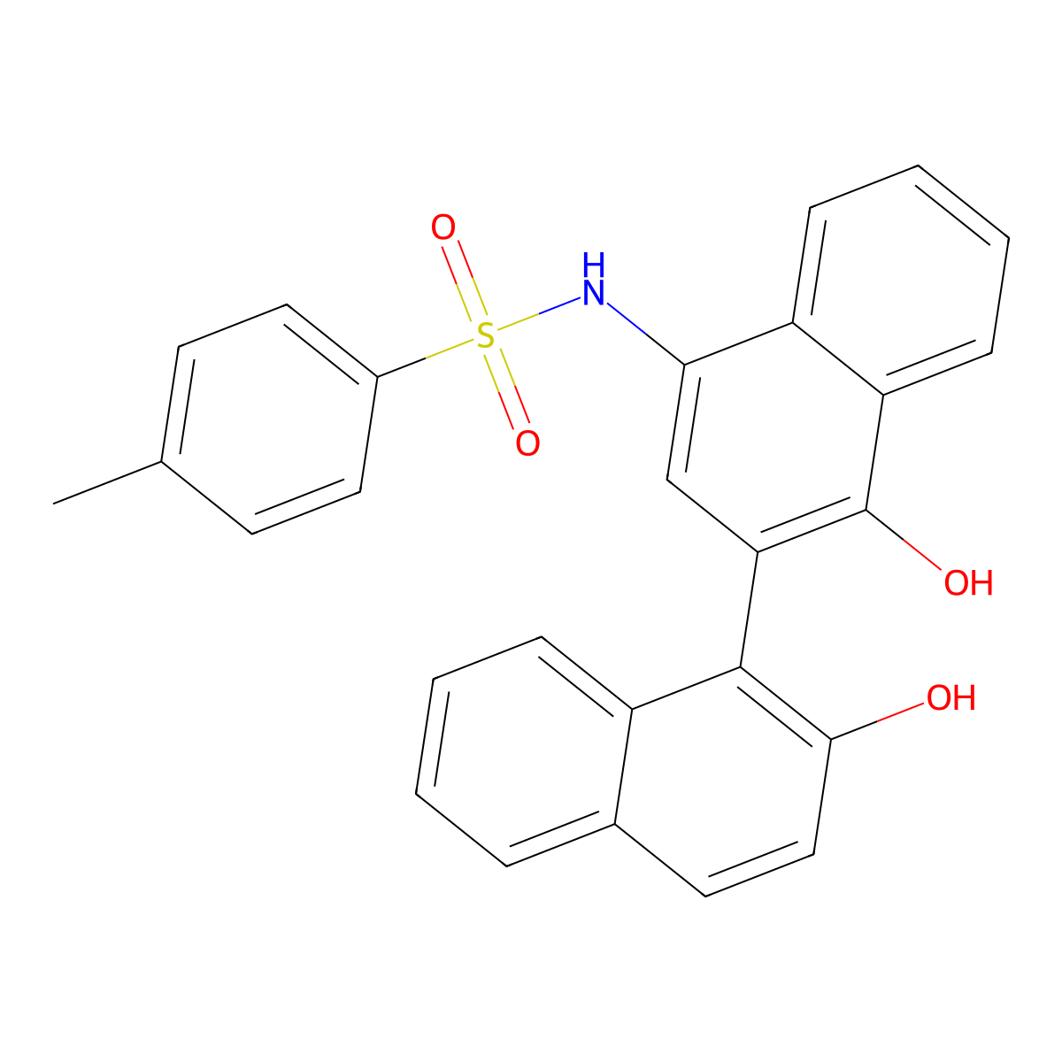 N-[4-hydroxy-3-(2-hydroxynaphthalen-1-yl)naphthalen-1-yl]-4-methylbenzenesulfonamide molecular structure, CAS 36062-29-0