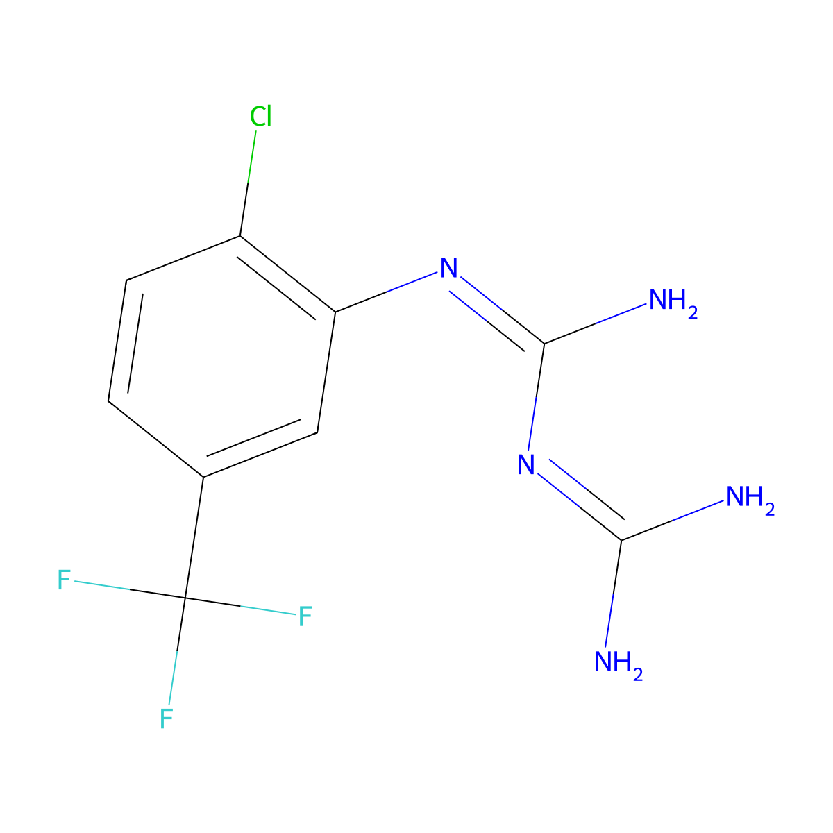 N-[2-Chloro-5-(trifluoromethyl)phenyl]imidodicarbonimidic diamide molecular structure, CAS 36068-42-5