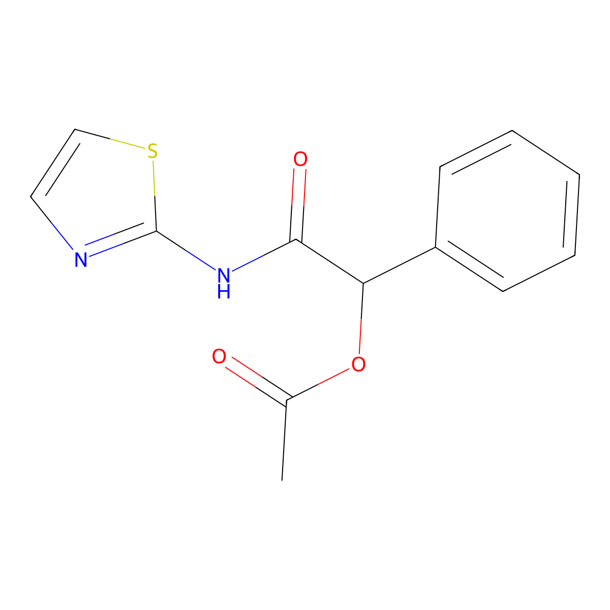 Acetic acid phenyl-(thiazol-2-ylcarbamoyl)-methyl ester molecular structure, CAS 3607-22-5