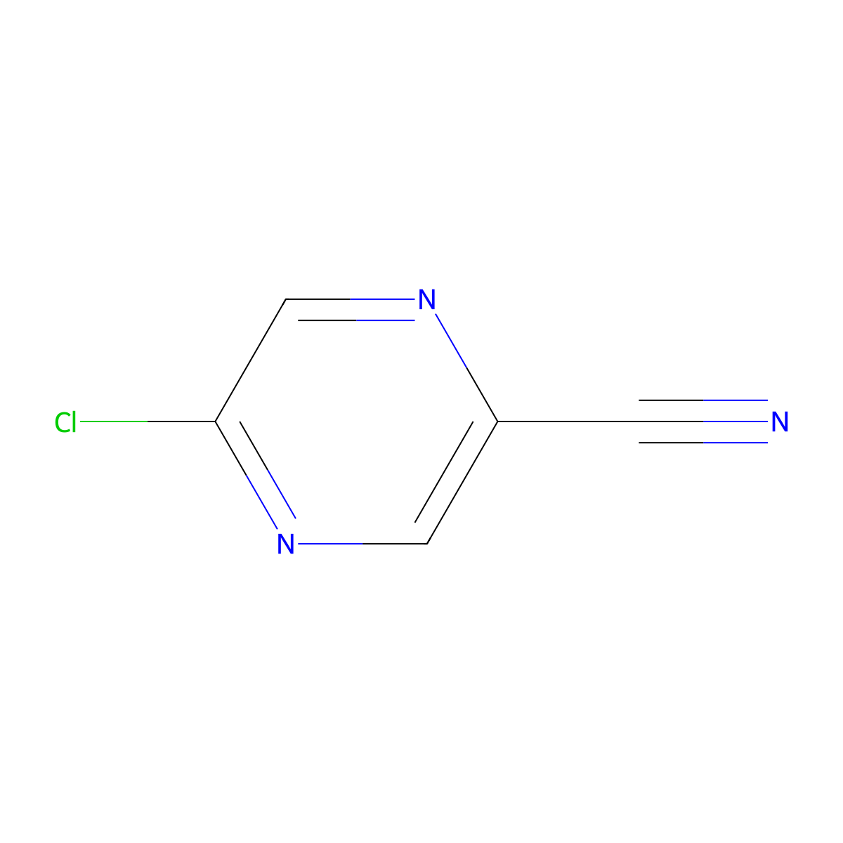 5-Chloropyrazine-2-carbonitrile molecular structure, CAS 36070-75-4