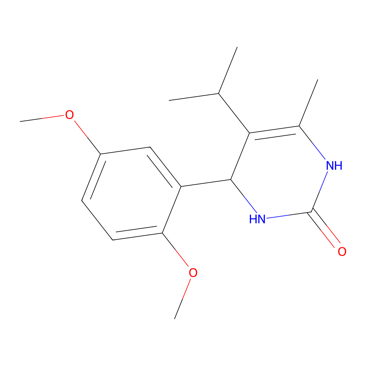 2(1H)-Pyrimidinone, 4-(2,5-dimethoxyphenyl)-3,4-dihydro-6-methyl-5-(1-methylethyl)- molecular structure, CAS 360760-30-1
