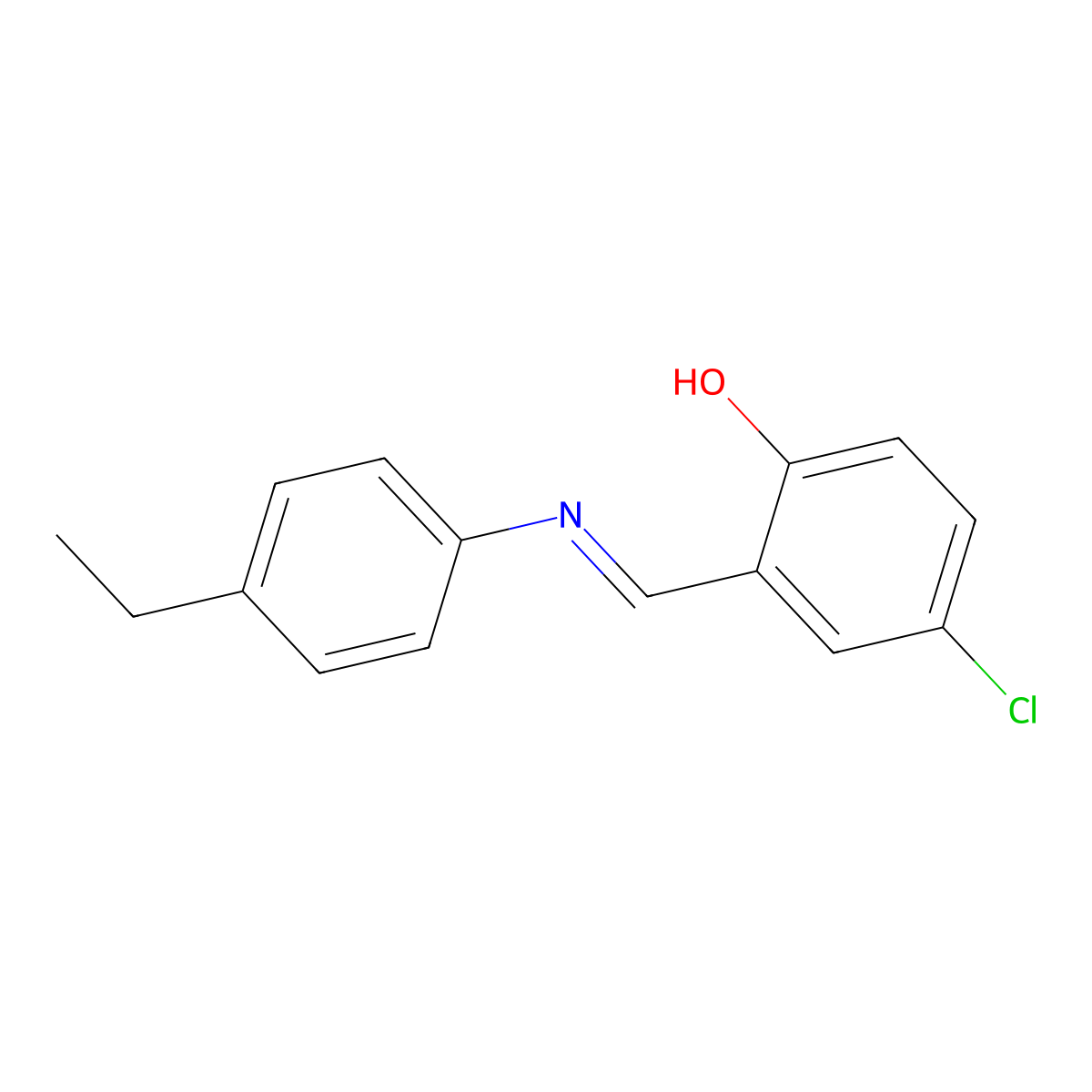 4-chloro-2-{(E)-[(4-ethylphenyl)imino]methyl}phenol molecular structure, CAS 360772-66-3