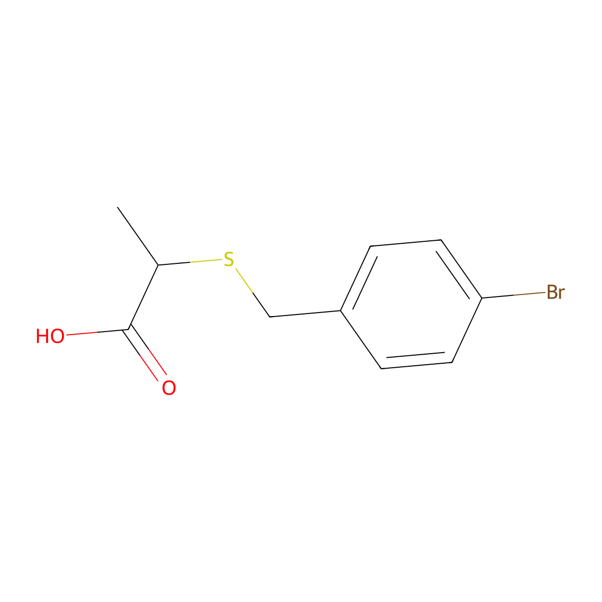 2-{[(4-Bromophenyl)methyl]sulfanyl}propanoic acid molecular structure, CAS 360774-22-7