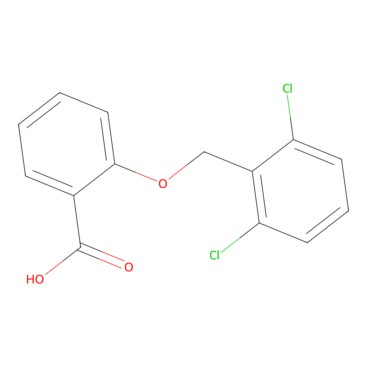 2-[(2,6-Dichlorobenzyl)oxy]benzoic acid molecular structure, CAS 360778-49-0