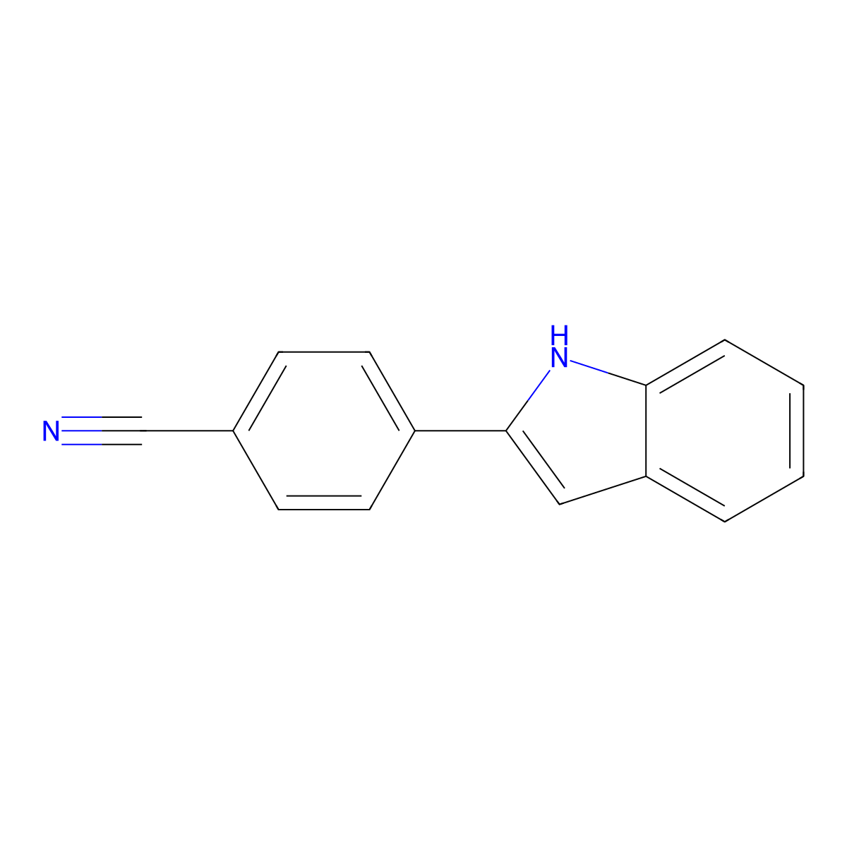 4-(1H-indol-2-yl)benzonitrile molecular structure, CAS 36078-95-2