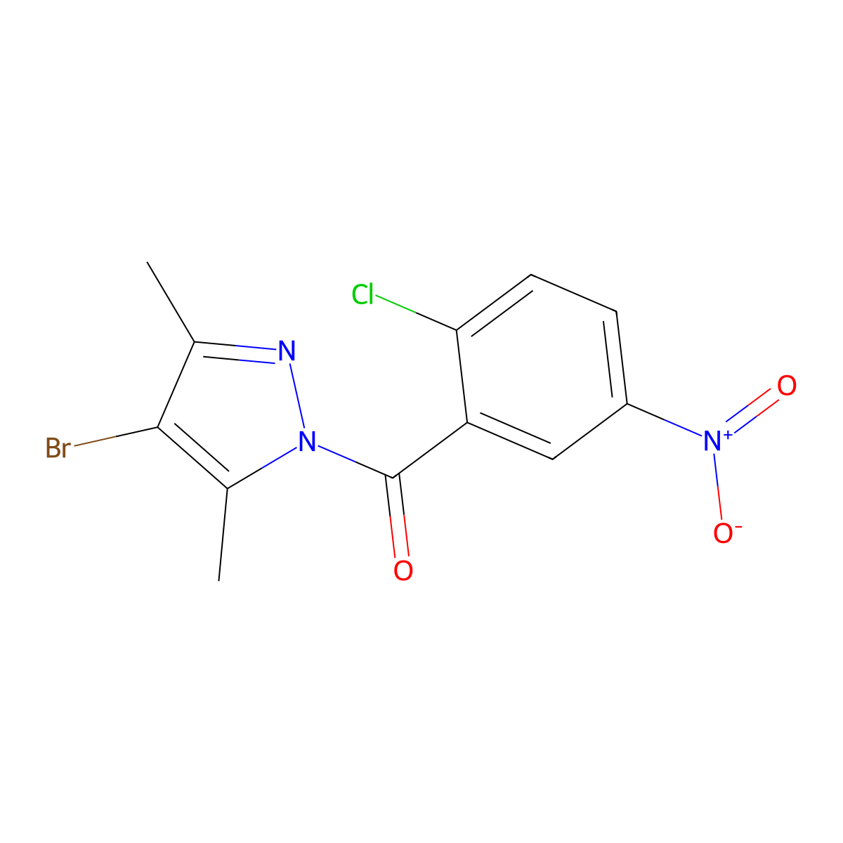 4-Bromo-1-(2-chloro-5-nitrobenzoyl)-3,5-dimethyl-1H-pyrazole molecular structure, CAS 360784-47-0