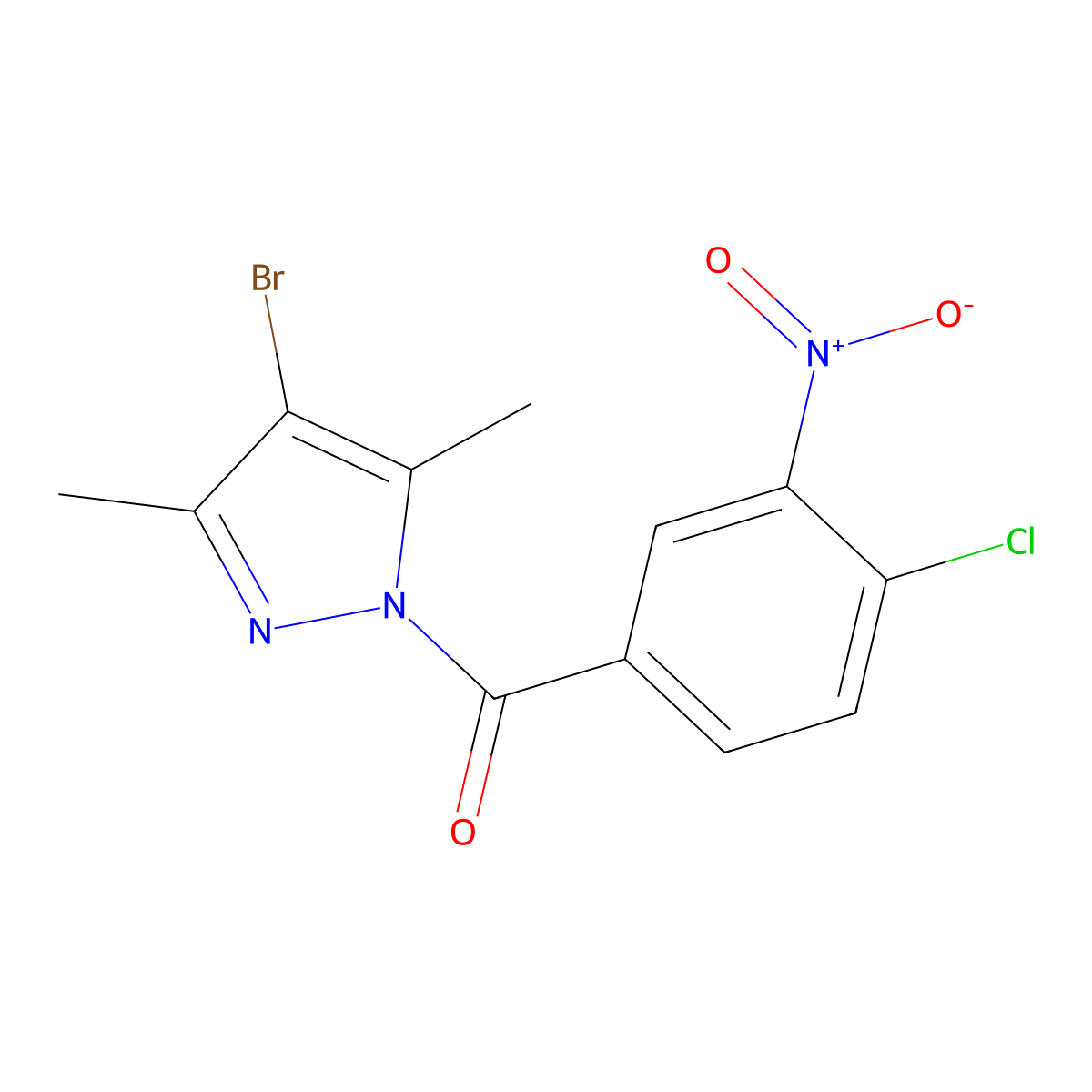 (4-bromo-3,5-dimethyl-1H-pyrazol-1-yl)(4-chloro-3-nitrophenyl)methanone molecular structure, CAS 360784-48-1