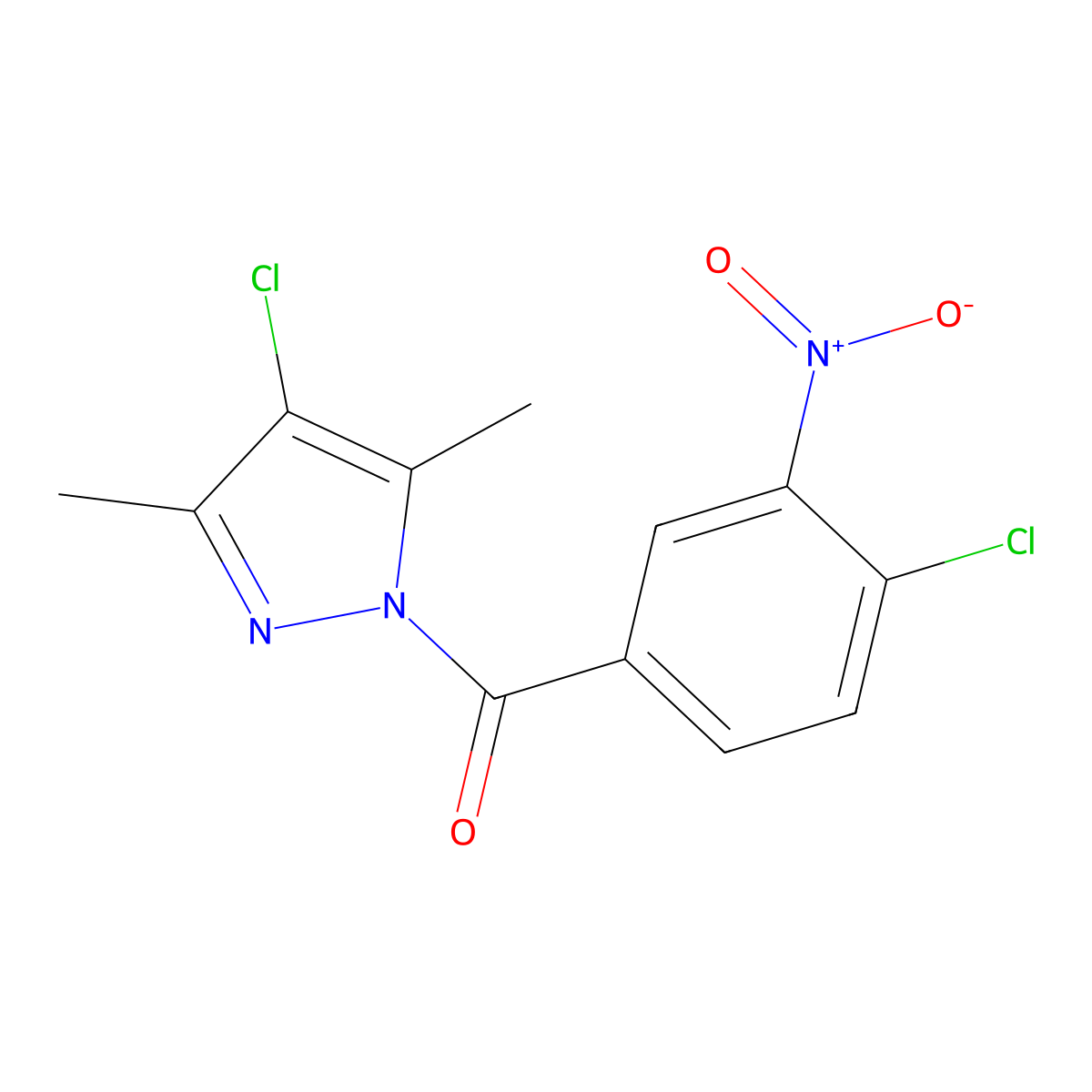 (4-Chloro-3,5-dimethylpyrazol-1-yl)-(4-chloro-3-nitrophenyl)methanone molecular structure, CAS 360784-49-2