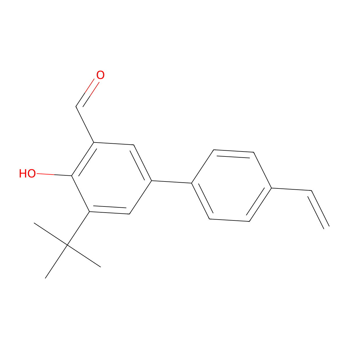 4-Hydroxy-5-tert-butyl-4'-vinylbiphenyl-3-carbaldehyde molecular structure, CAS 360784-94-7