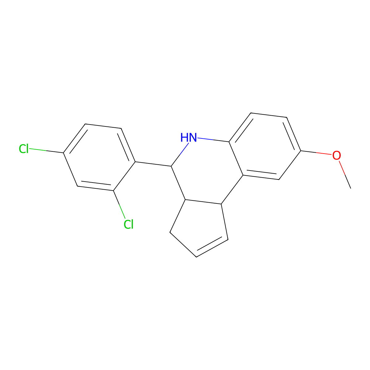 4-(2,4-dichlorophenyl)-8-methoxy-3a,4,5,9b-tetrahydro-3H-cyclopenta[c]quinoline molecular structure, CAS 360789-88-4