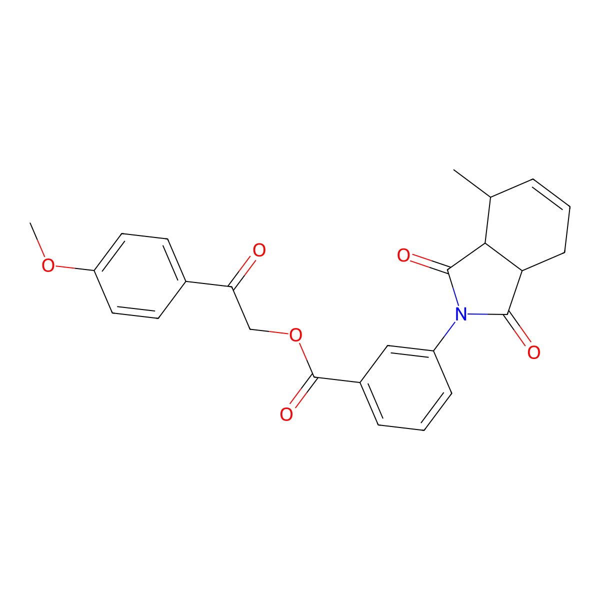 2-(4-methoxyphenyl)-2-oxoethyl 3-(4-methyl-1,3-dioxo-1,3,3a,4,7,7a-hexahydro-2H-isoindol-2-yl)benzoate molecular structure, CAS 360789-91-9