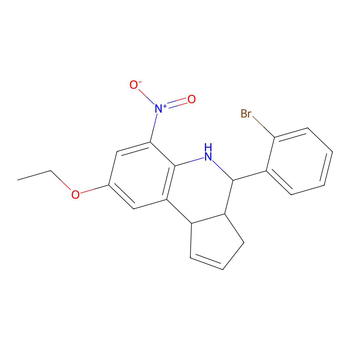 4-(2-bromophenyl)-8-ethoxy-6-nitro-3a,4,5,9b-tetrahydro-3H-cyclopenta[c]quinoline molecular structure, CAS 360790-11-0