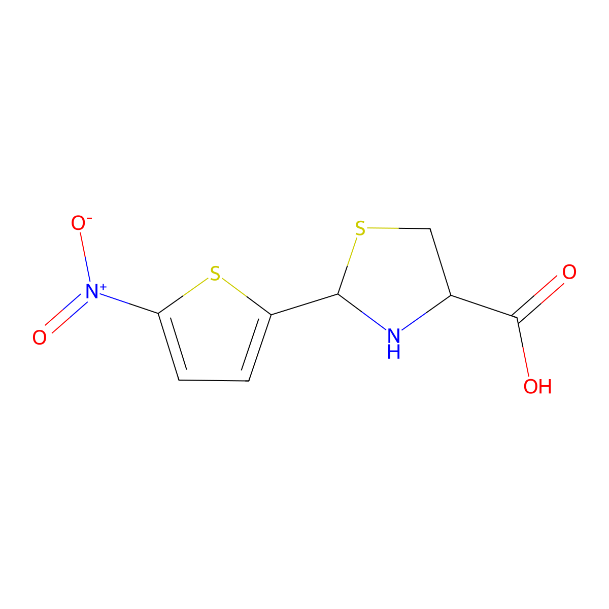 2-(5-Nitro-2-thienyl)-1,3-thiazolane-4-carboxylic acid molecular structure, CAS 360791-20-4